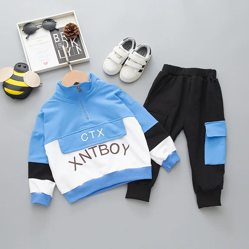 Baby Boy Clothing Set Spring Autumn Cotton Letter Tops Pants Children Sport Suit Christmas Costume Toddler Kids Splicing Outfit