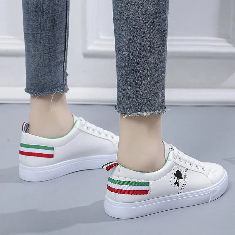 Informal round head sneakers, light shoes, versatile, breathable, cross-lace, white, forrest gump, tennis sneakers women