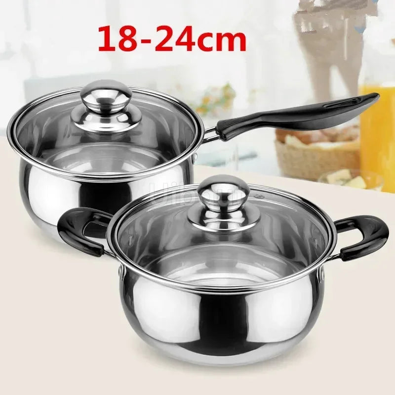 Stainless Steel pot Double Bottom Soup Pot Nonmagnetic Cooking Multi purpose Cookware Non stick Pan Gas cooker used pot hot pot