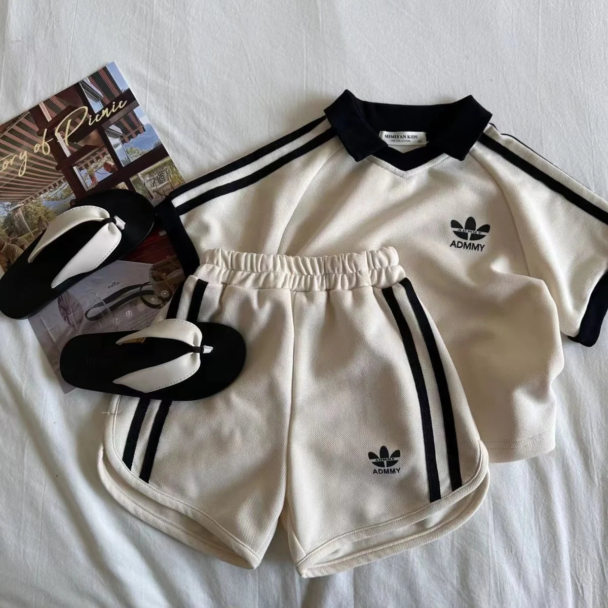 Children Baby Clothing Set 2024 Summer New Short Sleeve Baby Boy's Sports Suit College T-shirt +Short Casual Two-piece Suit