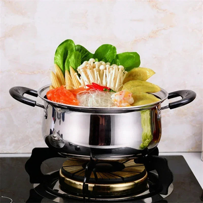 Stainless Steel pot Double Bottom Soup Pot Nonmagnetic Cooking Multi purpose Cookware Non stick Pan Gas cooker used pot hot pot