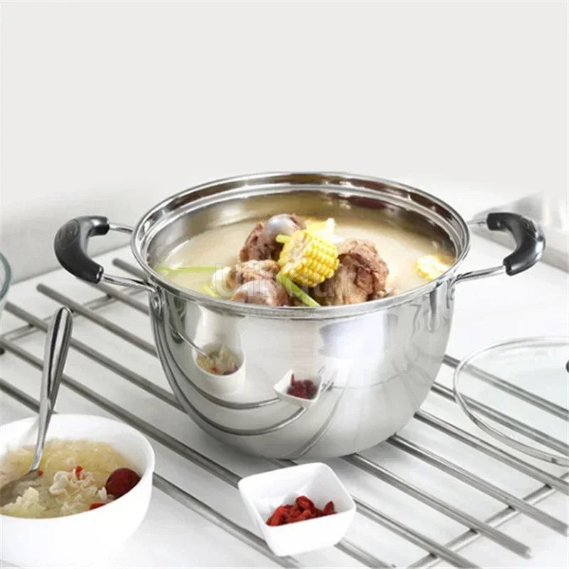 Stainless Steel pot Double Bottom Soup Pot Nonmagnetic Cooking Multi purpose Cookware Non stick Pan Gas cooker used pot hot pot