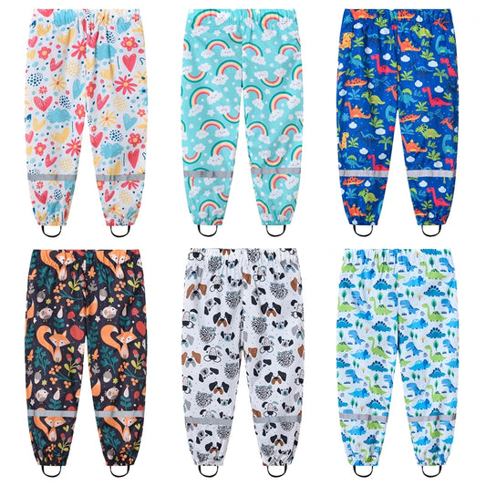 2 3 4 5 6 7 8 Years Girls Waterproof Pants Cute Cartoon Spring And Autumn Kids Pants New Fashion Boys Outdoor Children Clothing