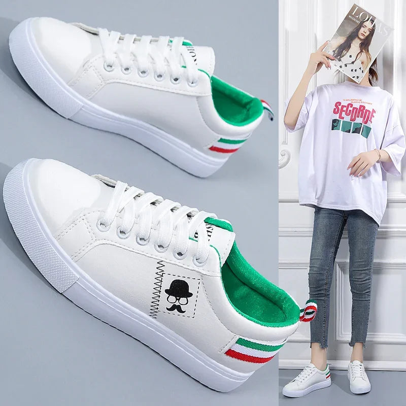 Informal round head sneakers, light shoes, versatile, breathable, cross-lace, white, forrest gump, tennis sneakers women