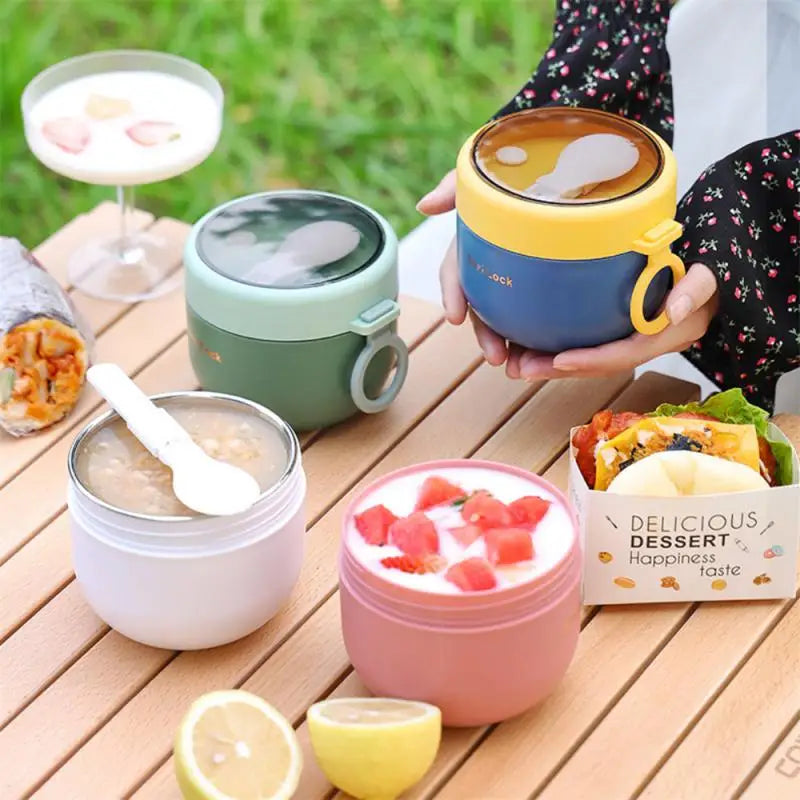 600ml Food Thermal Jar Insulated Soup Cup Thermos Containers Stainless Steel Lunch Box Thermo Keep Hot Vaccum Cup With Spoon