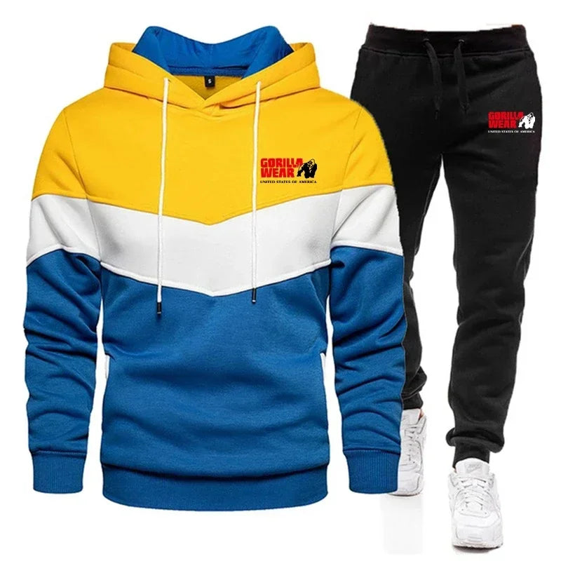 New arrival Men's Autumn Winter Sets Zipper Hoodie and Pants 2 Pieces Casual Tracksuit Male Sportswear Brand Clothing Sweat Suit