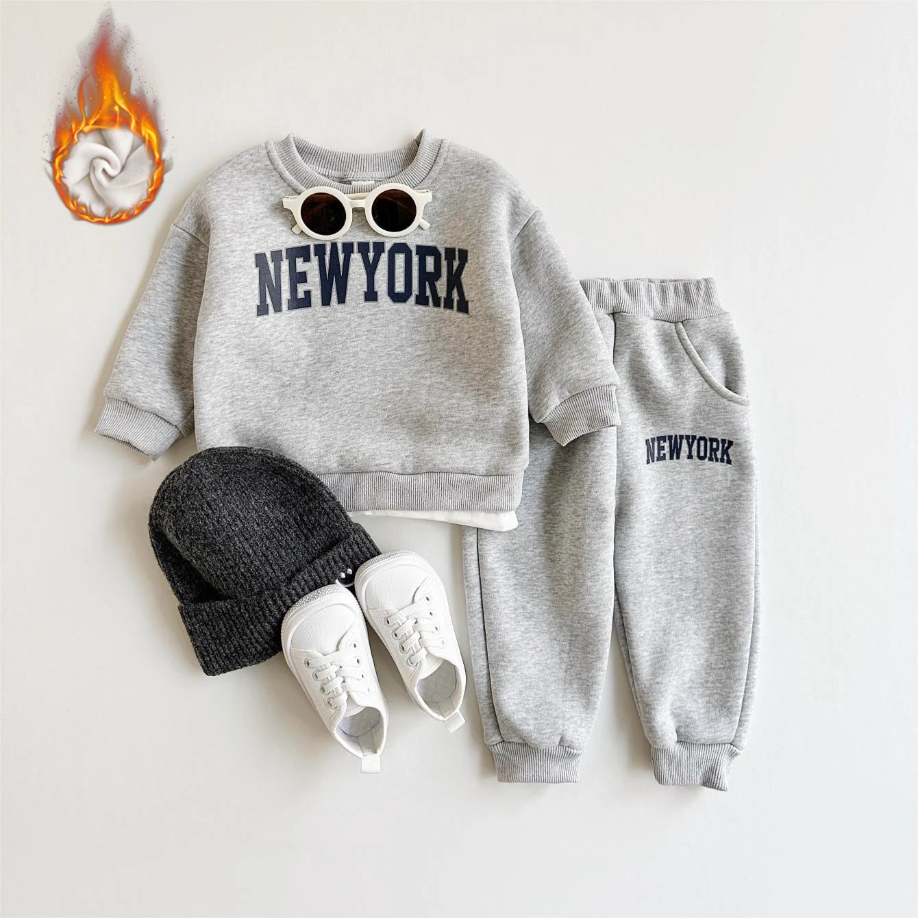 Baby Clothing Set Boys Girls Hoodie 2PCS Set Print Letter Patterns Sports Suit Sweatshirt  Winter Outfit Thickened Clothing