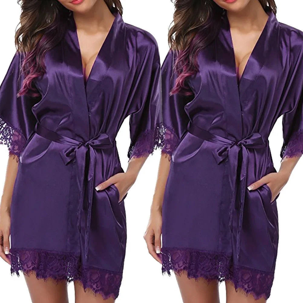 1 Piece Women's Underwear Glossy Robe Pajamas Ice Silk plus Size Nightgown Homewear Fashion Trend