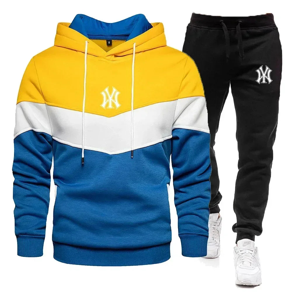 New Men's Sets Spring Autumn Zipper Hoodie and Pants 2 Pieces Casual Tracksuit Male Brand Running Jogging Sportswear Suit