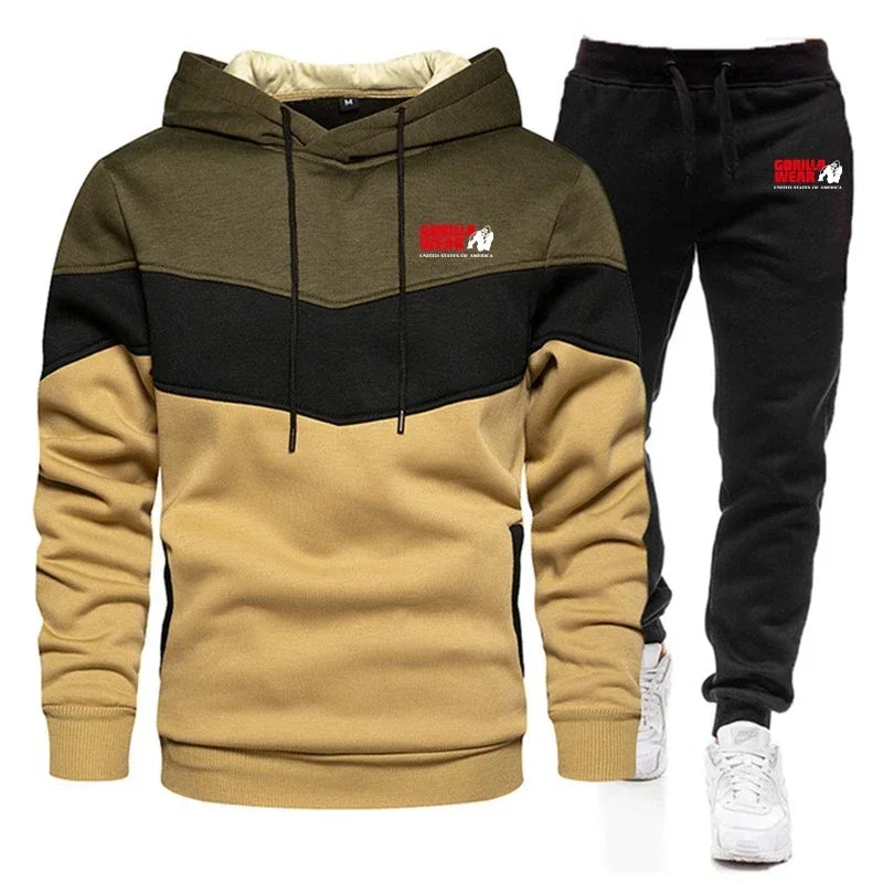 New arrival Men's Autumn Winter Sets Zipper Hoodie and Pants 2 Pieces Casual Tracksuit Male Sportswear Brand Clothing Sweat Suit