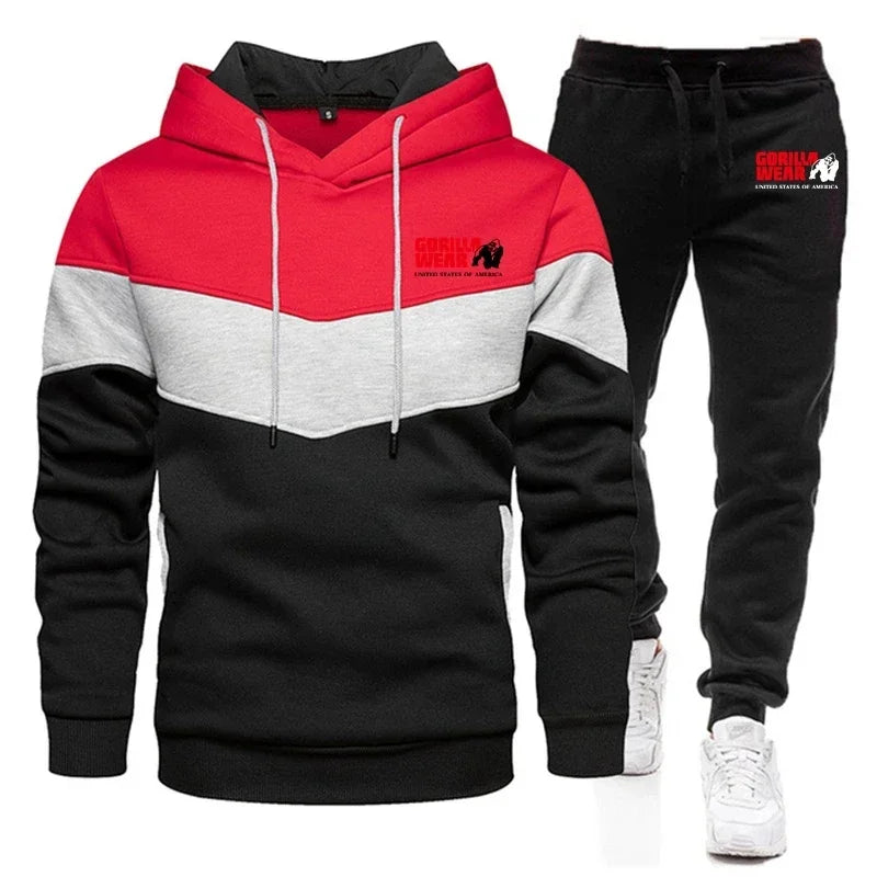 New arrival Men's Autumn Winter Sets Zipper Hoodie and Pants 2 Pieces Casual Tracksuit Male Sportswear Brand Clothing Sweat Suit