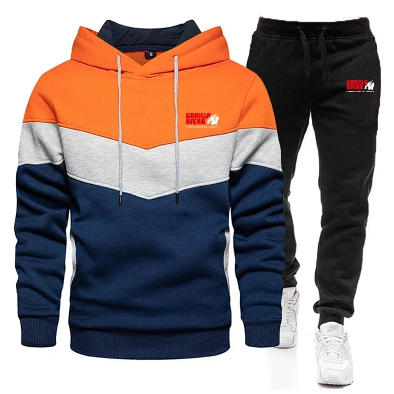 New arrival Men's Autumn Winter Sets Zipper Hoodie and Pants 2 Pieces Casual Tracksuit Male Sportswear Brand Clothing Sweat Suit