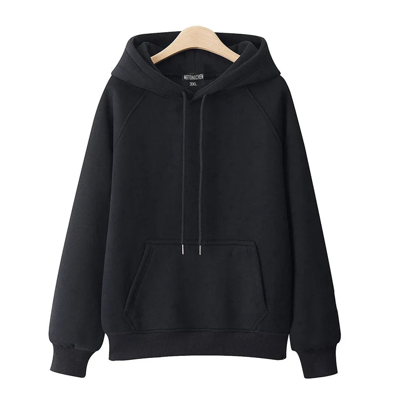 2023 New Spring and Autumn Women Long Sleeve Fleece Hoodies Sweatshirt Hoodie Ladies Black White Coats