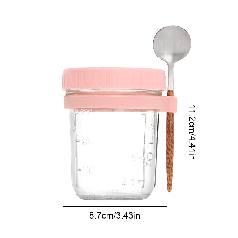 Portable Breakfast Cup With Plastic Lid And Spoon For Storing Milk Grains Fruits And Oatmeal Ideal For Canning Food Storage