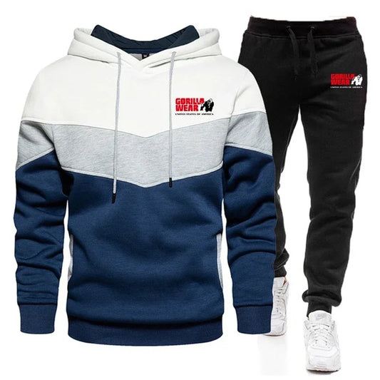 New arrival Men's Autumn Winter Sets Zipper Hoodie and Pants 2 Pieces Casual Tracksuit Male Sportswear Brand Clothing Sweat Suit