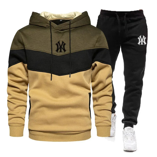 New Men's Sets Spring Autumn Zipper Hoodie and Pants 2 Pieces Casual Tracksuit Male Brand Running Jogging Sportswear Suit