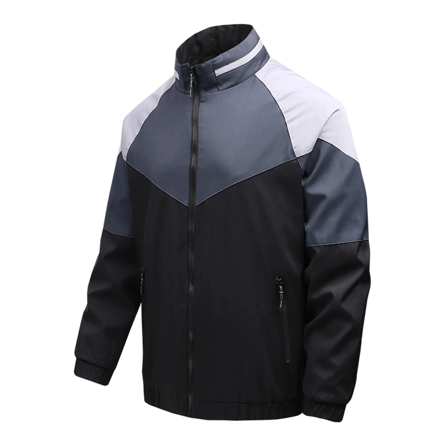 Spring and Autumn Men's Jacket Zipper Stand Collar Sports Coat With Pocket Plus Size Patchwork Flying Jacket Baseball Clothes