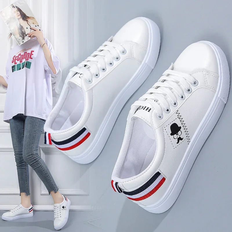 Informal round head sneakers, light shoes, versatile, breathable, cross-lace, white, forrest gump, tennis sneakers women