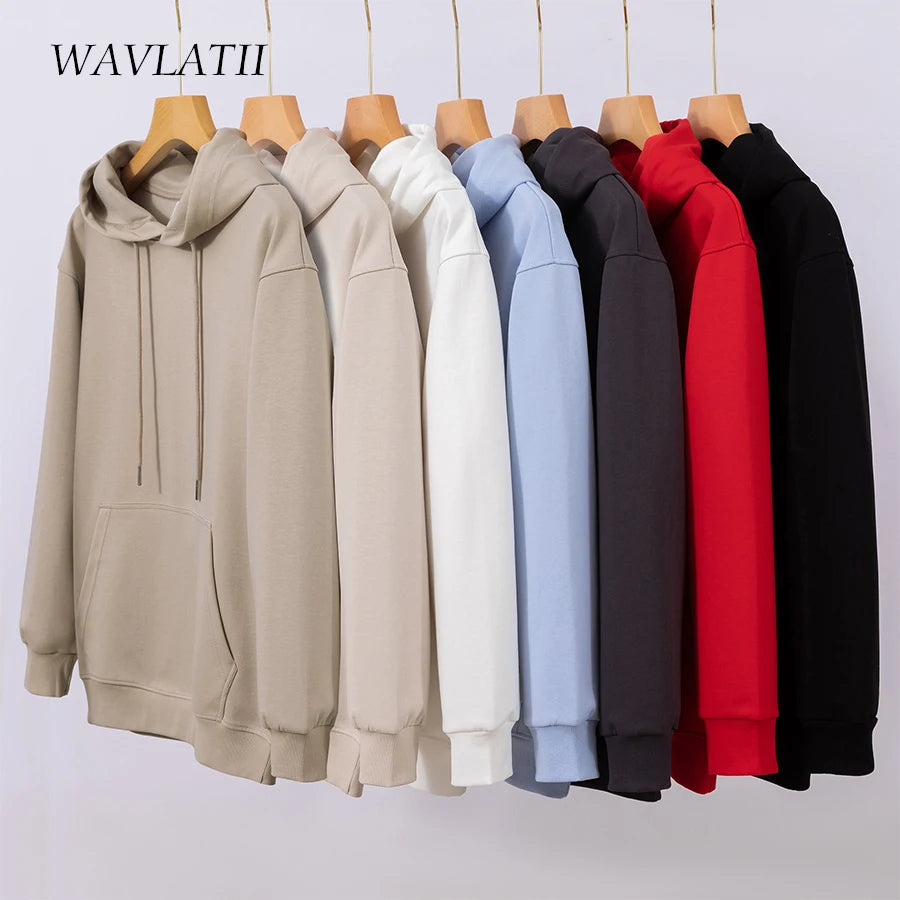 WAVLATII Women New Oversized Streetwear Hoodies Female Khaki White Solid Soft Cotton Casual Sporty Hooded Tops for Autumn WH2276