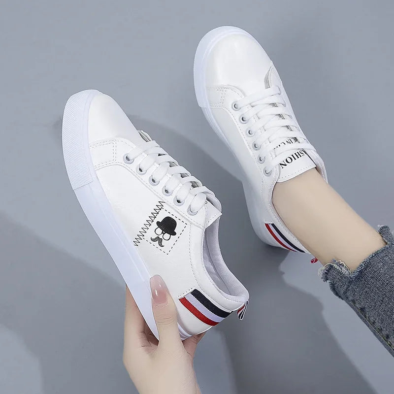 Informal round head sneakers, light shoes, versatile, breathable, cross-lace, white, forrest gump, tennis sneakers women